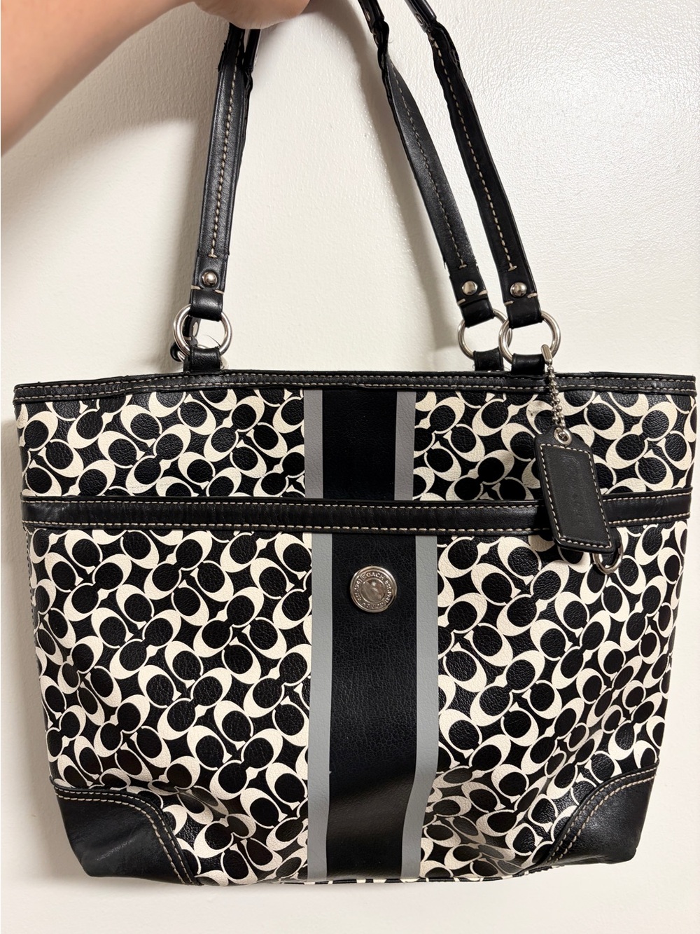 Coach Black & White/Cream Signature Tote